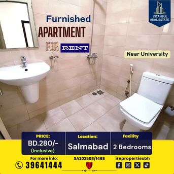 Salmabad, Apartments, Flats, Houses & Villas, BHD 280/month,  Furnished,  115 Sq. Meter,  Furnished 2 BHK Apartment &ndash; Salmabad BD.280/- Inclusive