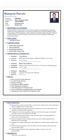 Khobar, Job Seekers, Professional Heavy Transport Driver With Extensive Experience In Operating Heavy Trucks An