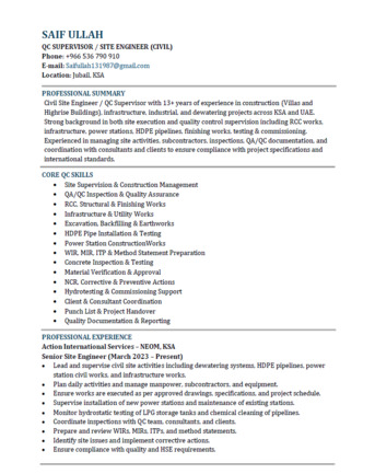 Riyadh, Job Seekers, QC Engineer, Site Engineer