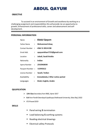 Qatif, Job Seekers, Experienced Electrician Available For Home & Commercial Work
