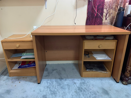 Tabuk City, Furniture, SAR 300,  Solid Wooden Table + 2 End Table With Drawer + Office Chair  Location Tabuk Olaya