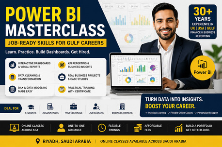 Riyadh, Lessons Offered, Power BI Training &ndash; Beginner To Advanced (4 Months)