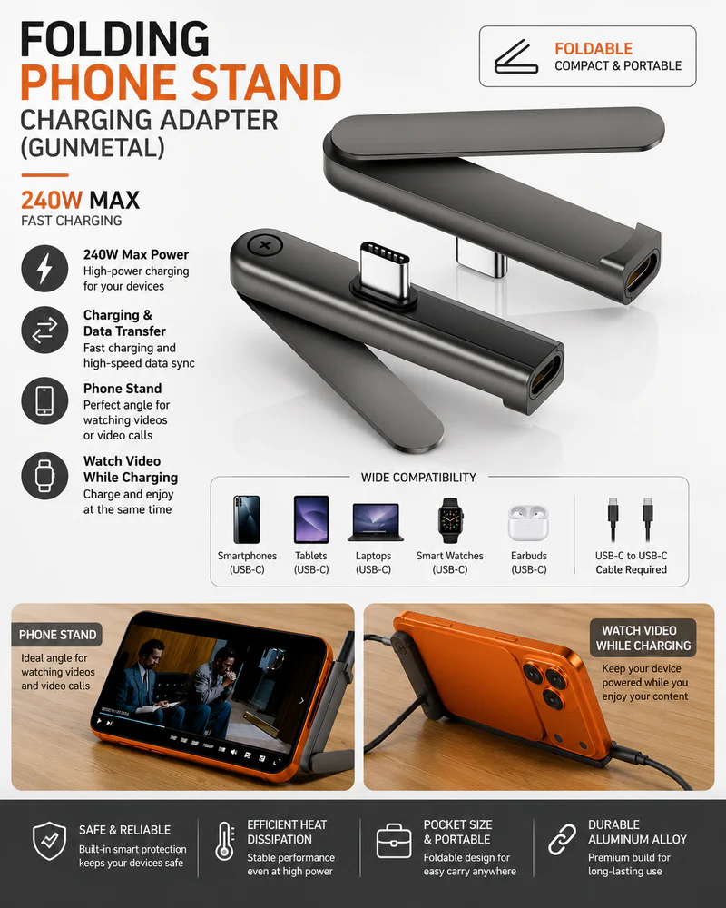 Riyadh, Electronics, SAR 60,  USB-C Foldable Phone Stand Adapter
