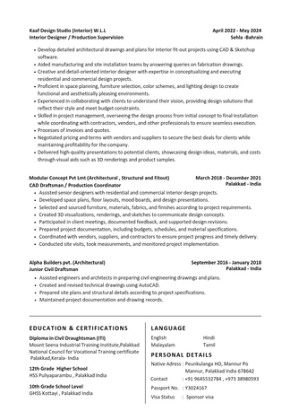Manama, Job Seekers, CAD Draftsman Architectural / Interior Designer