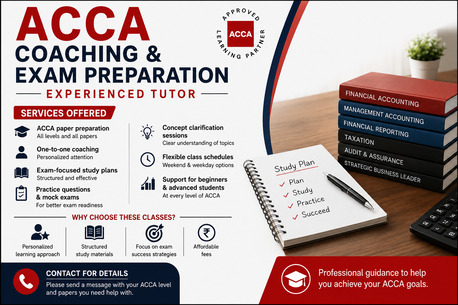 Dammam, Lessons Offered, ACCA Tutor Available &ndash; Dammam (In-Person)