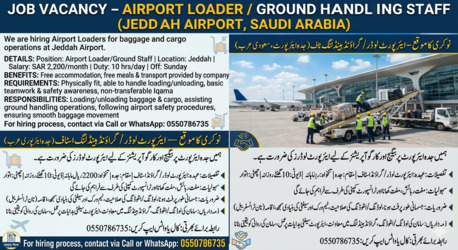 Jeddah, Jobs, Job Vacancy &ndash; Airport Loader / Ground Handling Staff