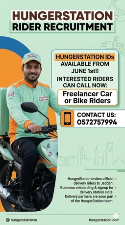 Jeddah, Jobs, HungerStation Recruitment Advertisement