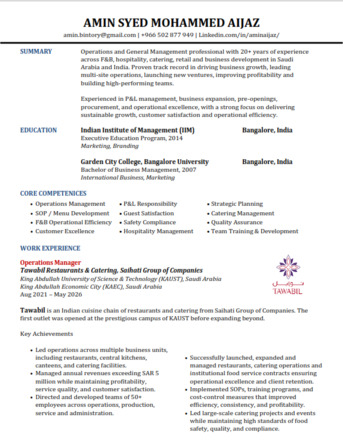 Jeddah, Job Seekers, Operations Manager - F&B