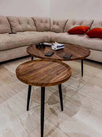 Riyadh, Furniture, SAR 1200,  Modern Walnut Coffee Table Set (Coffee Table + 4 Side Table) &ndash; Like New