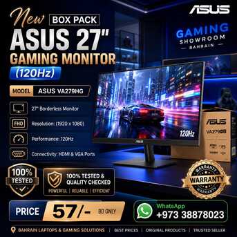 Manama, Computers, BHD 57,  New Box Pack With Warranty ASUS 27" Border Less Gaming Monitor 120Hz