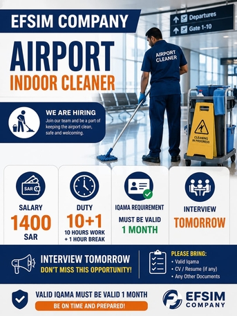 Jeddah, Jobs, Airport Clener Jeddah Valid Ahqama Pakistani Bangali