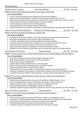 Riyadh, Job Seekers, Planning Engineer - 15+ Year Experience - Riyadh - SCE - Immidiately Available