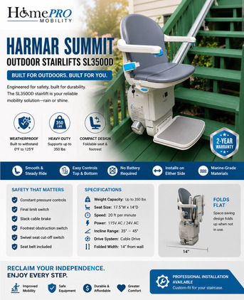 New York, Elder Care, Harmar Summit Outdoor Stairlifts SL350OD