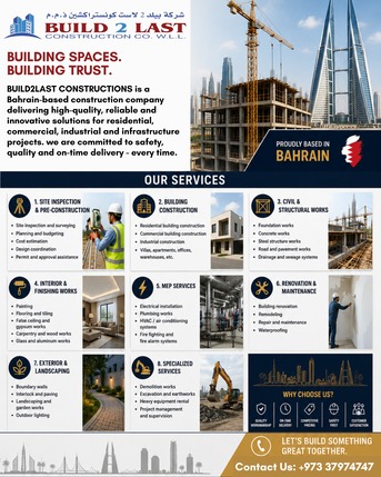 Manama, Construction, BUILD2LAST Construction , We Provide Complete Construction, Renovation, Maintenance