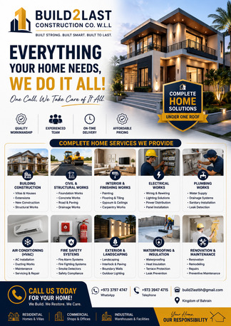Manama, Construction, BUILD2LAST Construction , We Provide Complete Construction, Renovation, Maintenance