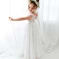 USD 90,  Bohemian Lace Flower Girl Dress, Rustic Boho Wedding Dress For Girls, Ivory Lace Dress