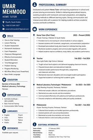 Riyadh, Lessons Offered, Experienced Home Tutor For Primary & Secondary Students