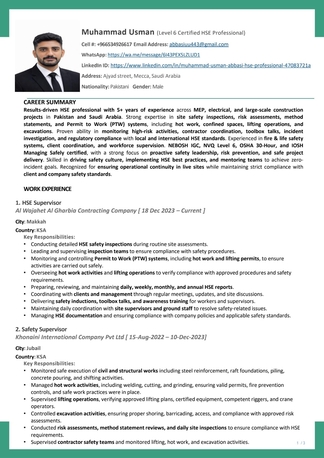 Riyadh, Job Seekers, HSE Officer