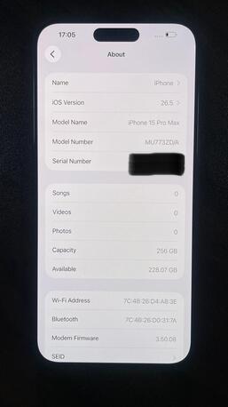 Riyadh, Mobile Phones, SAR 3050,  Iphone 15 PRO MAX,Black Titanium, 256gb, BH 83%, Scratch Less Neat And Clean!