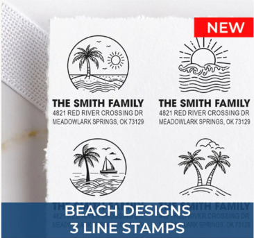 New York, Collectibles, USD 7,  Custom Beach Themed Custom Stamp 3 Line For Home & Business Use
