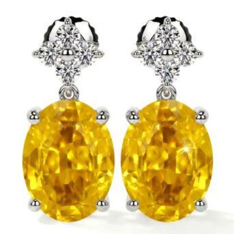 New York, Jewelry, USD 2,  Natural Yellow Sapphire Stud Earrings With Floral Design
