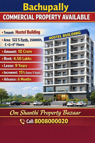 Hyderabad, Offices, INR 100000000,  25000 Sq. Feet,  Sale Of Commercial Buliding With Hostel At Bachupally Road.