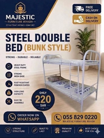 Riyadh, Household Items, SAR 22,  STEEL BEDS, WOODEN BEDS & CABINETS  ✅ Steel Single & Double Beds ✅ Box B
