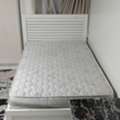 SAR 300,  Clean White Wooden Single Bed + Mattress ( Decent Condition)