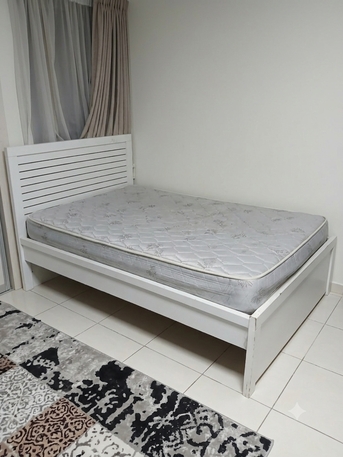 Dammam, Furniture, SAR 300,  Clean White Wooden Single Bed + Mattress ( Decent Condition)