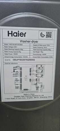 Al Nakhil, Appliances, SAR 2000,  Haier Front Load 10/6kg Washer Dryer &ndash; Inverter, Warranty
