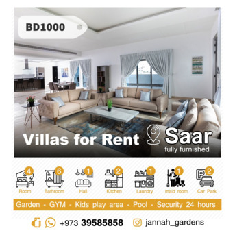 Saar, Villas, BHD 1000,  Furnished,  Fully Furnished 4 Bedrooms Villa For Rent