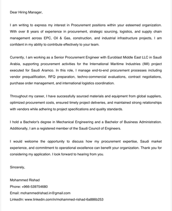 Jubail, Job Seekers, Procurement Engineer