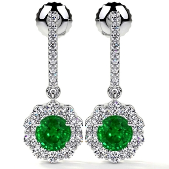 New York, Jewelry, USD 4201,  Buy Round Cut Emerald Earrings At Best Price