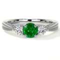 USD 3704,  Natural Round Shape Emerald Diamond Ring (0.80cttw) - AAAA Quality