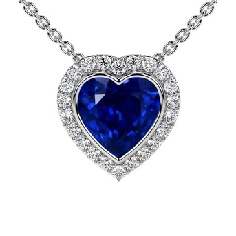 New York, Jewelry, USD 2329,  Natural Blue Sapphire Pendants Round Diamonds (0.77cttw) - AAAA Quality