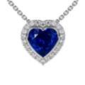 USD 2329,  Natural Blue Sapphire Pendants Round Diamonds (0.77cttw) - AAAA Quality