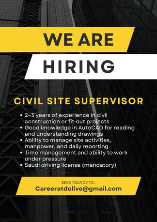 Riyadh, Jobs, Civil Site Supervisor