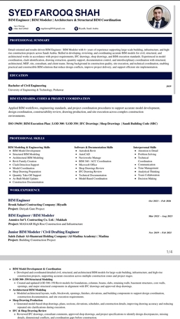 Riyadh, Job Seekers, BIM Engineer/Modeller