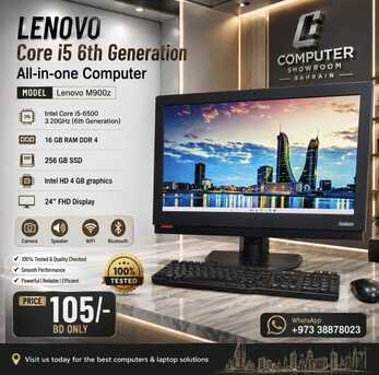 Manama, Tablet Computers, BHD 105,  Lenovo Core I5 All-in-One Computer 16GB Ram Built In Camera,Speaker, WIFI 24" FHD Display