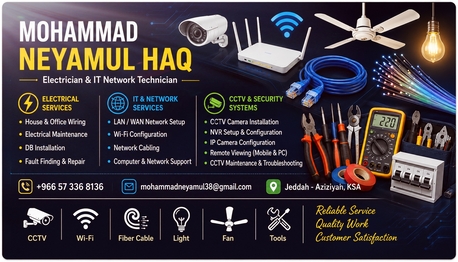 Jeddah, Technical, Electrician, IT Technician, CCTV CAMERA & WiFi Installation