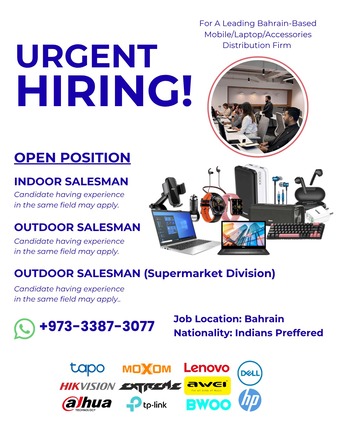 Manama, Jobs, Indoor & Outdoor Salesman