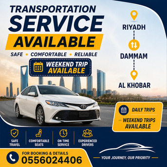 Riyadh, Pick Up & Drop Off, Transport Service Provide Riyadh To Dammam At Thursday Night & Return Every Saturday Night