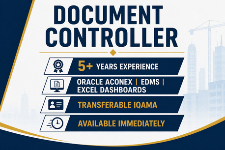 Riyadh, Job Seekers, Document Controller | 5+ Years Experience | Aconex | EDMS | Transferable Iqama | Riyadh