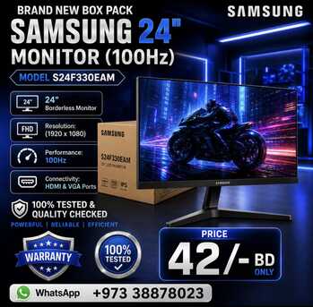 Manama, Tablet Computers, BHD 42,  Brand New Box Pack With Warranty Samsung  24" Border Less Monitor 100Hz