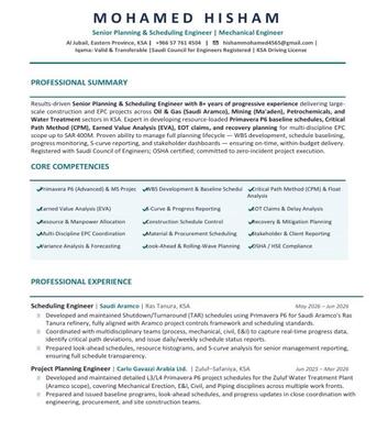 Jubail, Job Seekers, Project Planning & Control Engineer