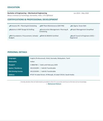 Jubail, Job Seekers, Project Planning & Control Engineer