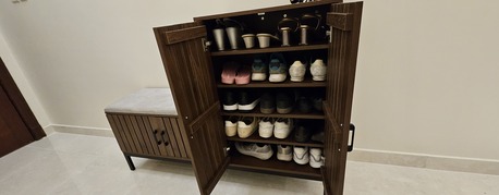 Jeddah, Household Items, SAR 425,  Brand New Wooden Shoe Rack / Cabinet With Seat Cushion. Holds 24 Pair