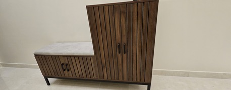 Jeddah, Household Items, SAR 425,  Brand New Wooden Shoe Rack / Cabinet With Seat Cushion. Holds 24 Pair
