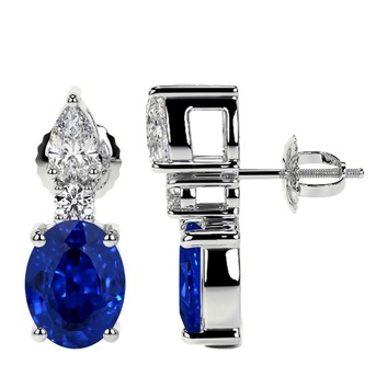 New York, Jewelry, USD 33513,  Natural Blue Sapphire Earrings Studs Oval Cut