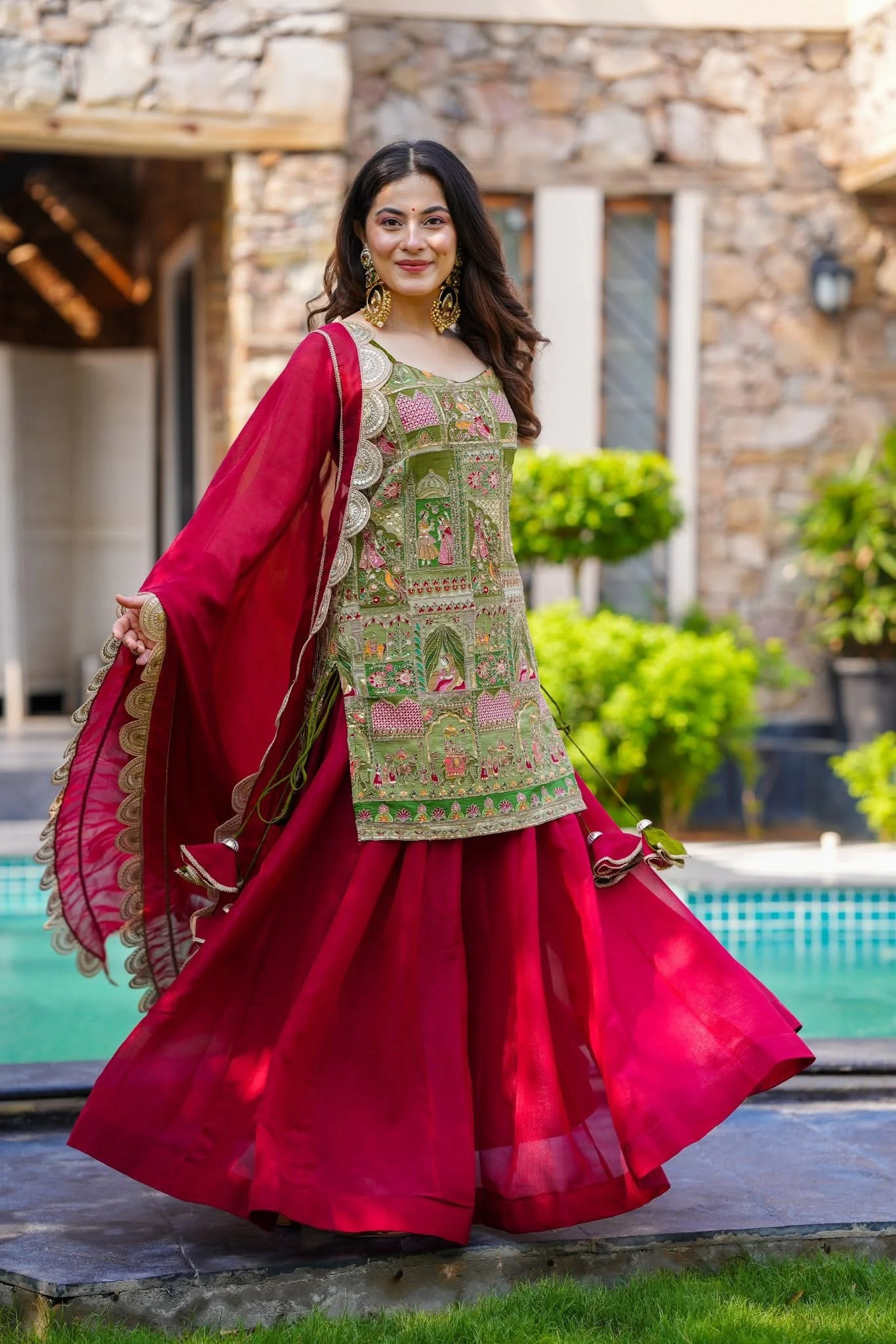 Jaipur, Clothing & Accessories, INR 6500,  Buy Idaho Pankhuri Embroidered Kurta Set Online